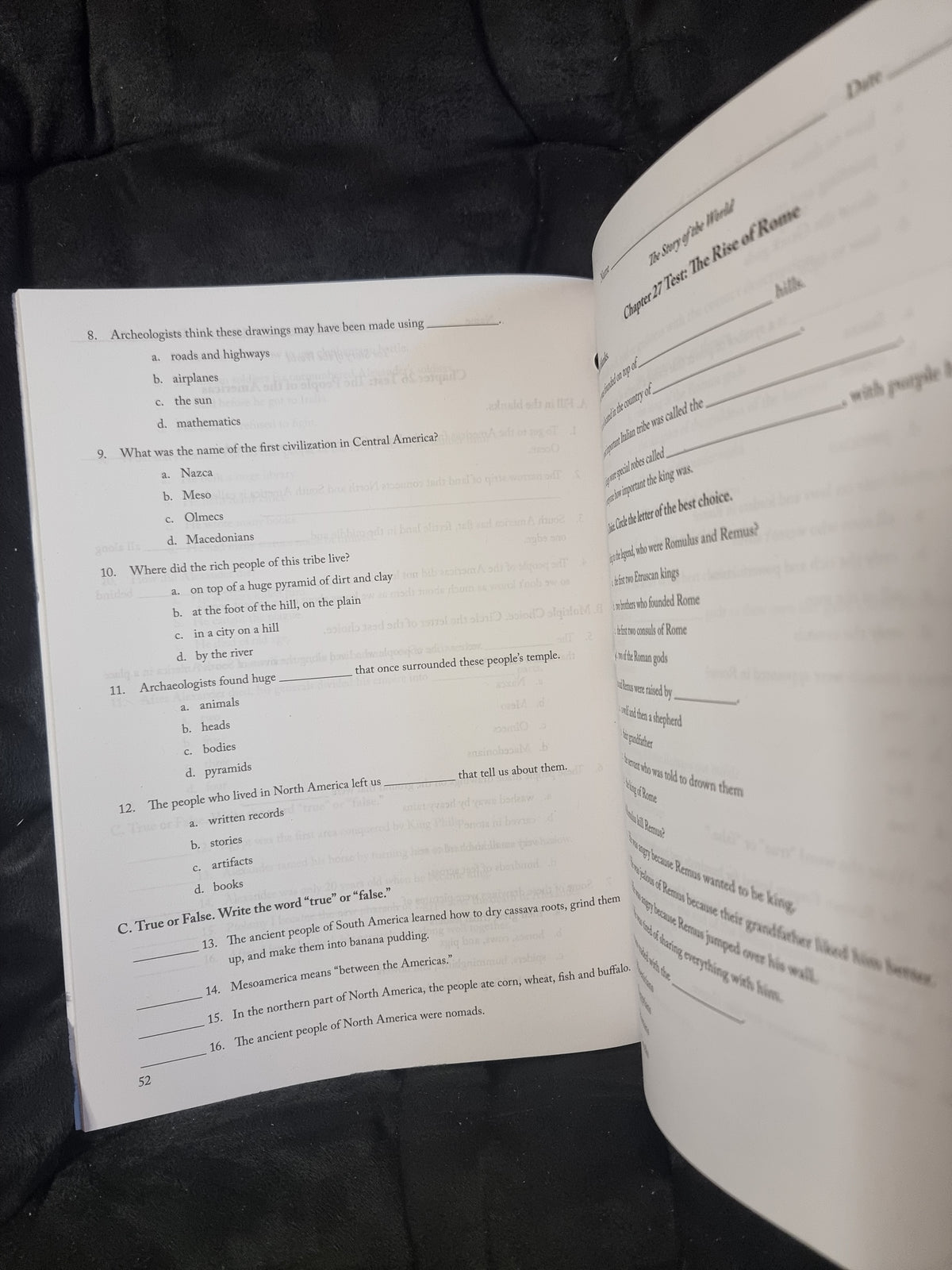 The Story of the World - Volume 1 - Ancient Times - Test and Answer Key